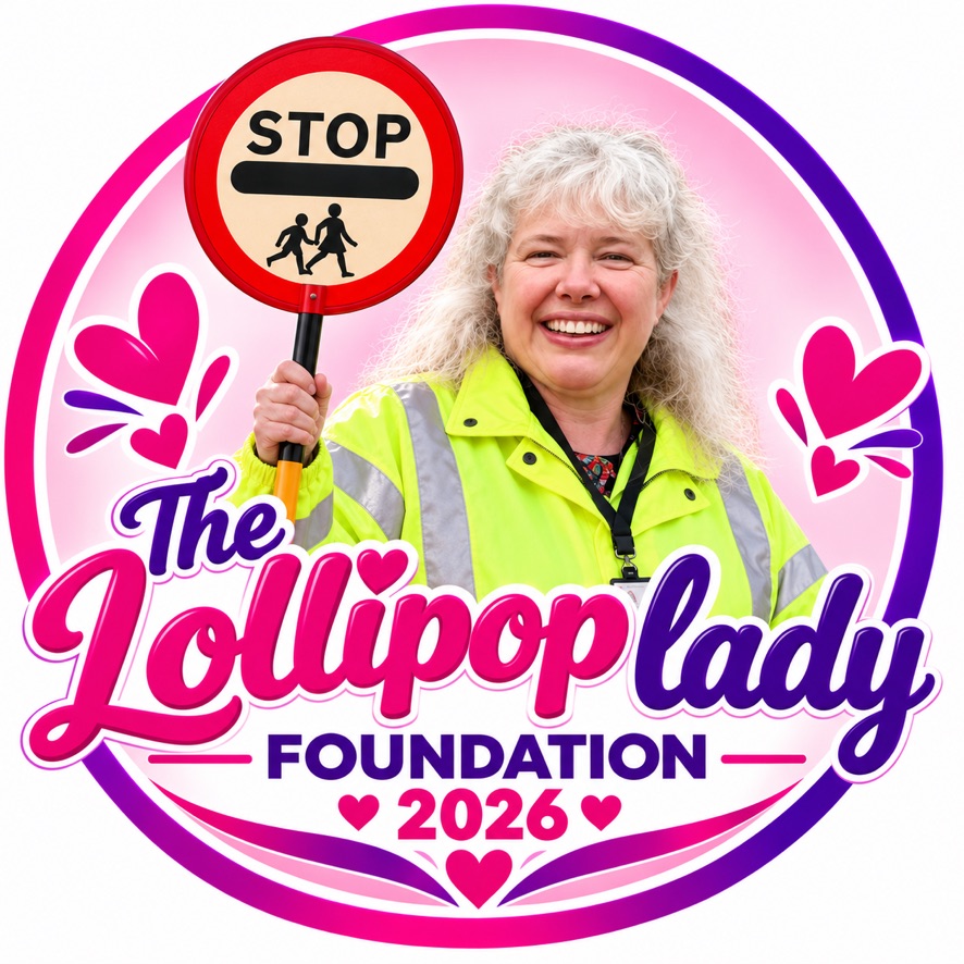 The Lollipop Lady Foundation logo, featuring a school crossing patrol worker holding a STOP sign